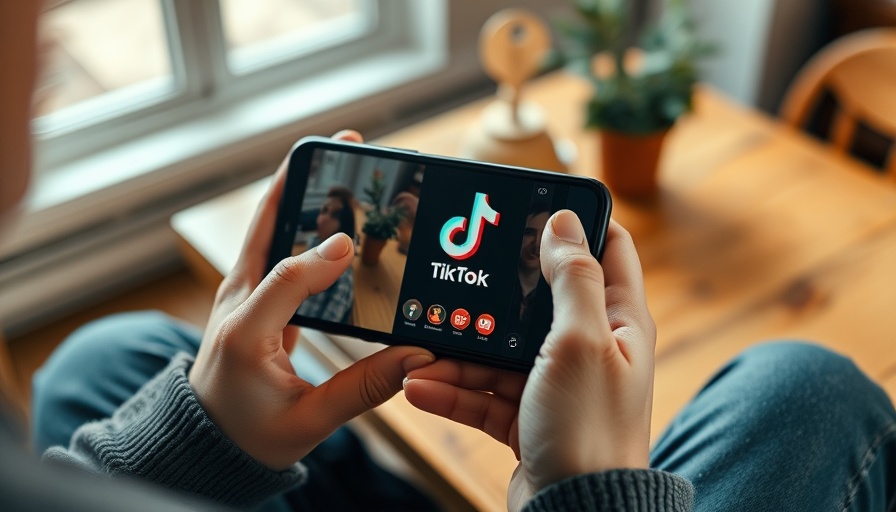 Close-up of hands using TikTok app, ideal for B2B context.