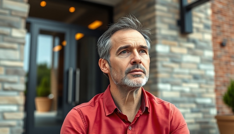 Man pondering hottest crypto projects outside building.