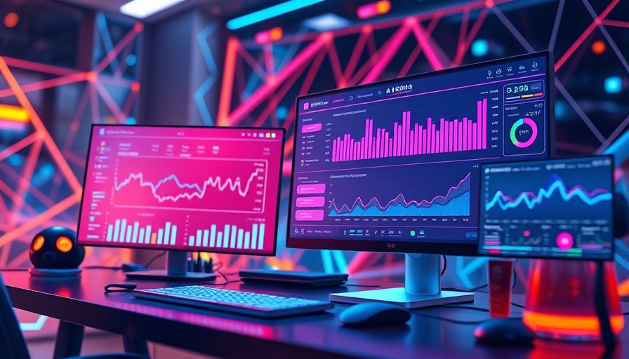 3D illustration of AI marketing tools for affiliates displaying analytics.