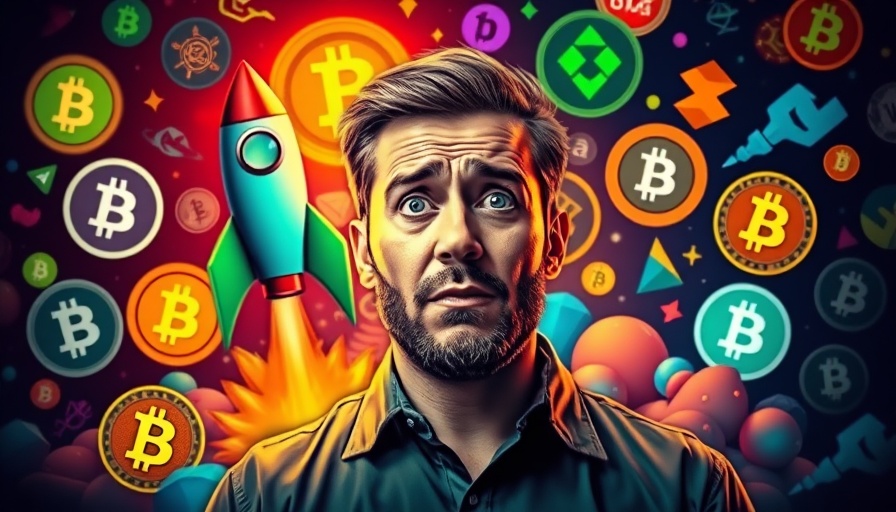 Vibrant cryptocurrency collage with rocket illustration and logos for Bitcoin price prediction.