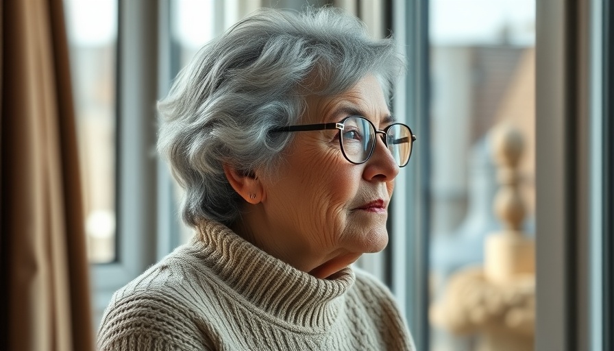 Older woman gazing out window during Recovery Month in San Antonio.