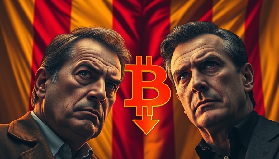 Bitcoin symbol collapse illustration with US elements.