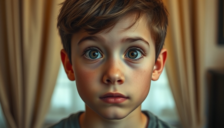 Young man wide-eyed and curious, indoor setting, warm lighting.