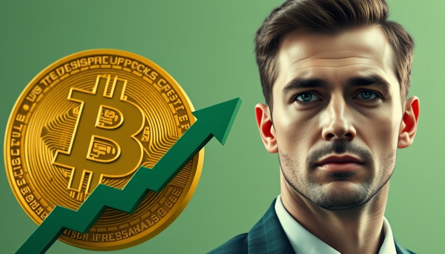 Bitcoin Price Prediction with growth arrow and person.