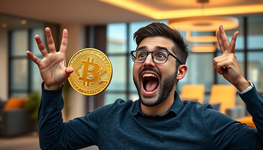 Excited person with Bitcoin symbol discussing Bitcoin price prediction.