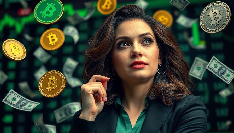 Creative depiction of crypto strategies with woman and digital money.