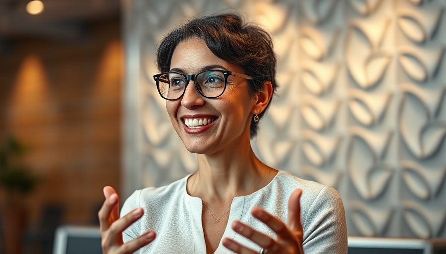 Smiling woman discusses endless career options for autistic kids in a professional setting.