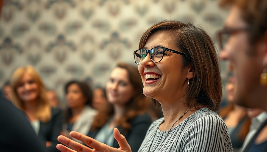 Smiling woman discussing nurturing potential in children with autism.