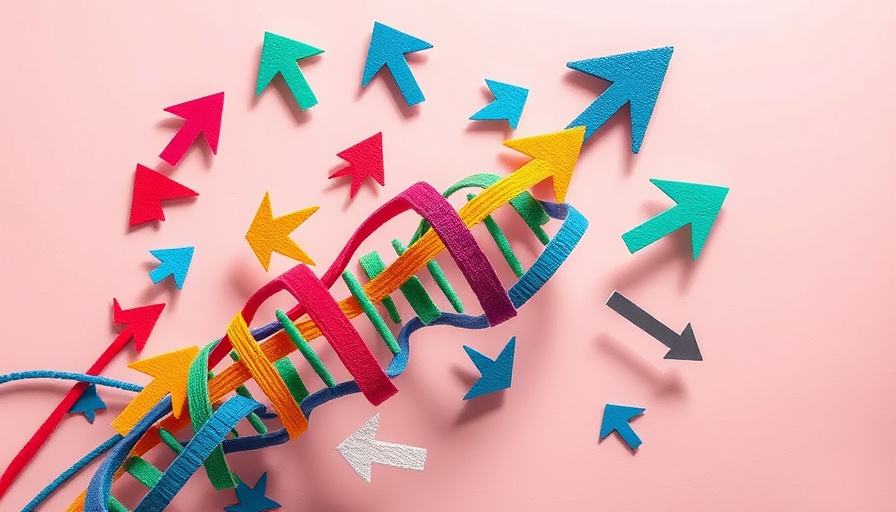 Abstract arrows symbolizing PTEN syndrome genetic diversity on pink background.