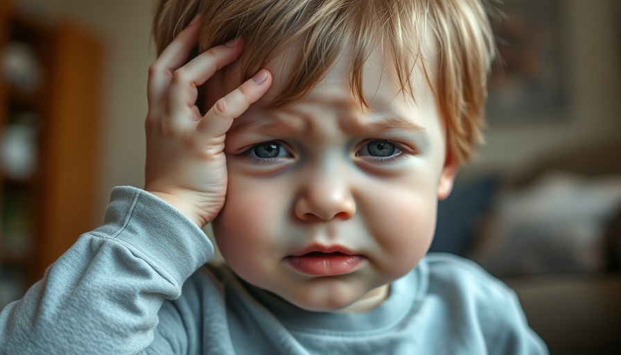 Signs of Autism: Young child displaying a distressed expression.
