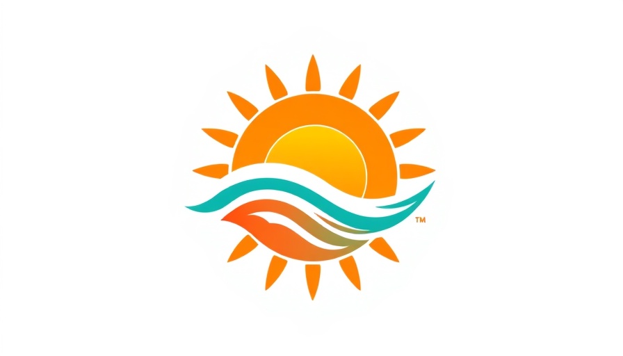 Vibrant logo with sun and wave elements for marathon fundraising.