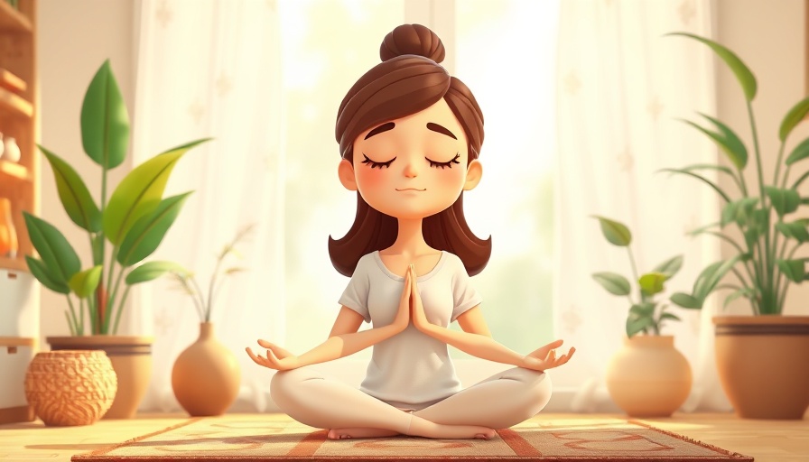 Cozy cartoon meditation scene for guided morning practice.