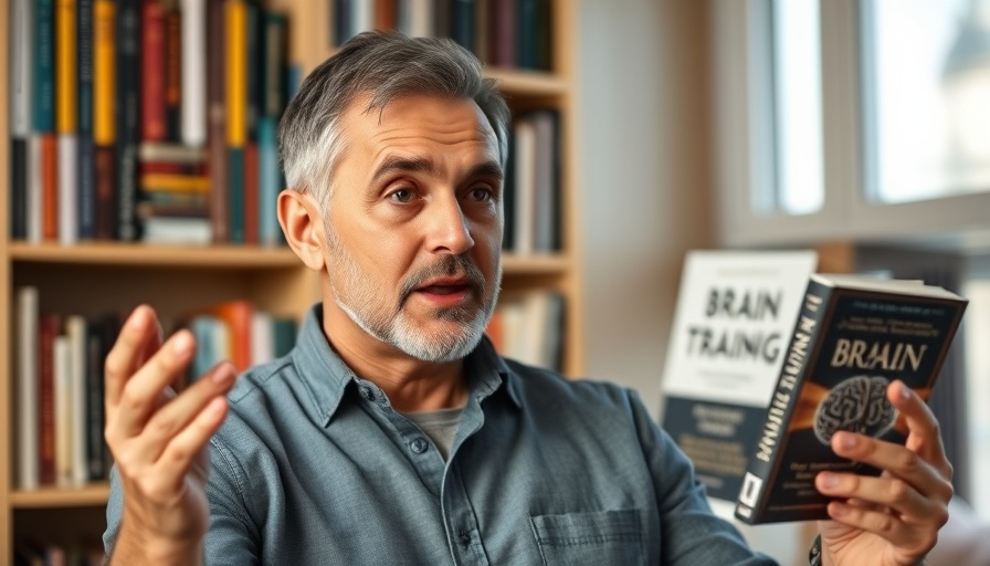 Man talking about brain training techniques in home library with books.