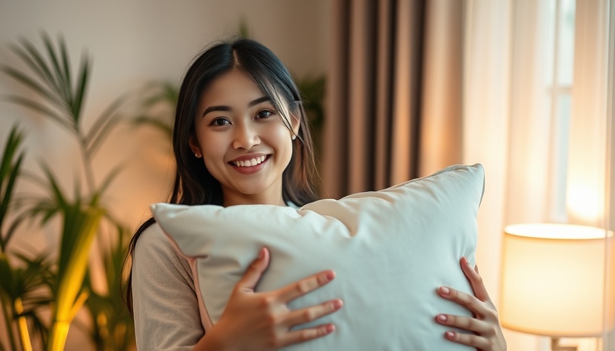 Smiling young woman with a pillow indoors, understand the cycle text, 7 Stages of the Creative Process.