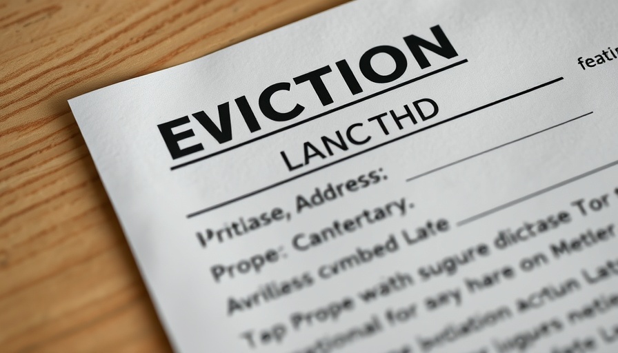 Eviction notice document with highlighted property details.