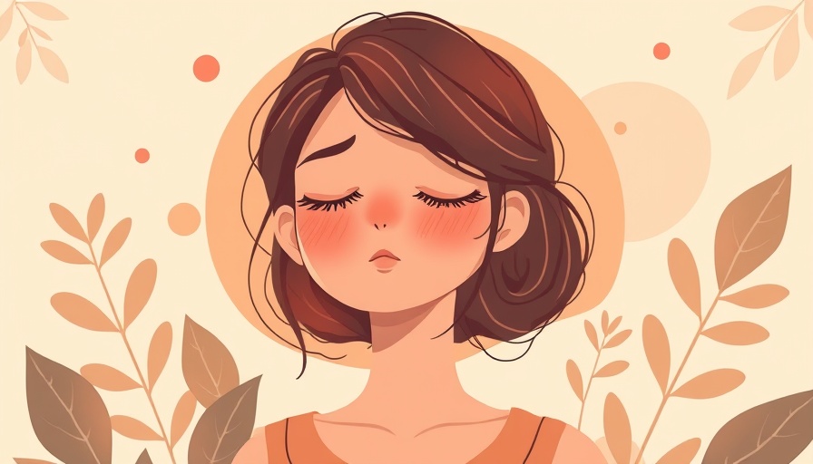 Serene cartoon of a young woman meditating, guided meditation.