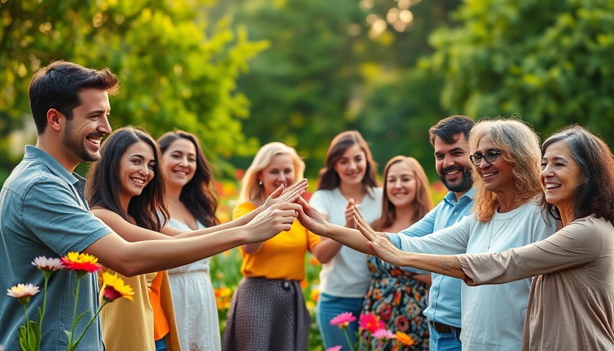 Diverse group healing relationships in a peaceful park.