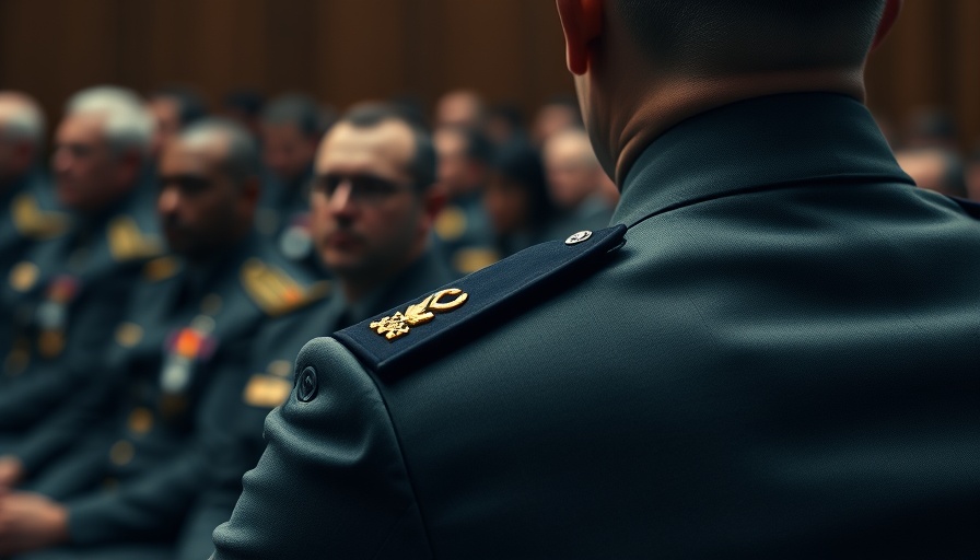 Close-up of a military officer's shoulder with rank stars in conference setting.