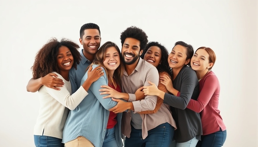 Joyful group embracing indoors symbolizing Peace Agreement in the Middle East