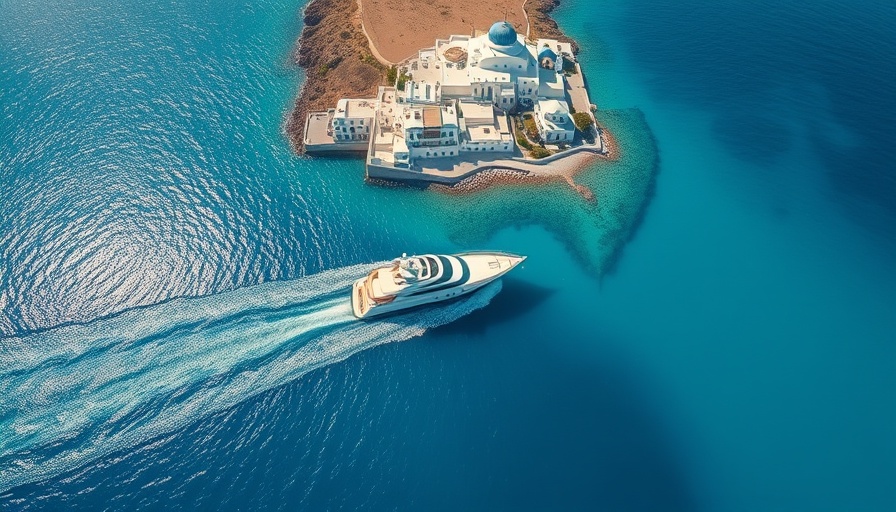Stunning Places: Aegean Sea with yacht and Greek village.