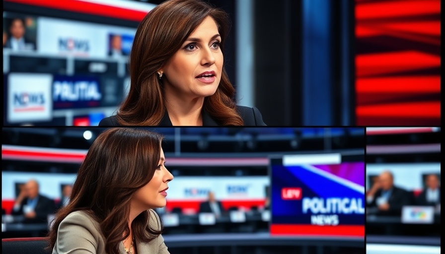 TV split-screen of women on political rhetoric discussion.