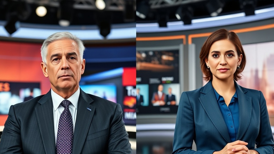 Split-screen news broadcast featuring interview discussion.