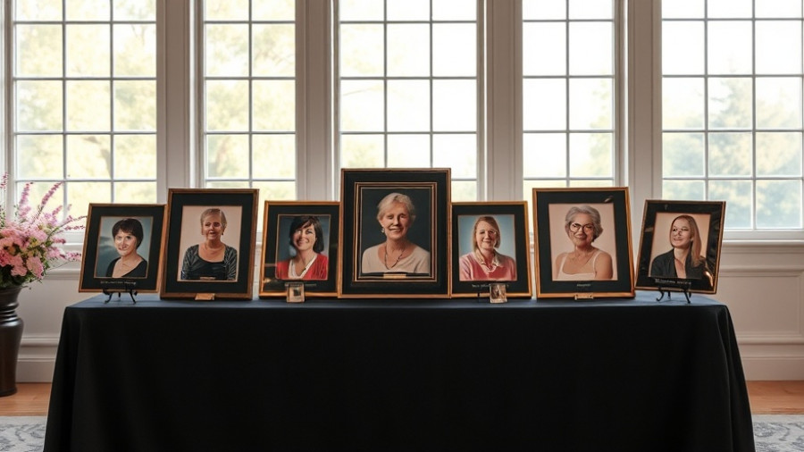 Moffitt Cancer Center exhibit honors breast cancer patients with framed photos.