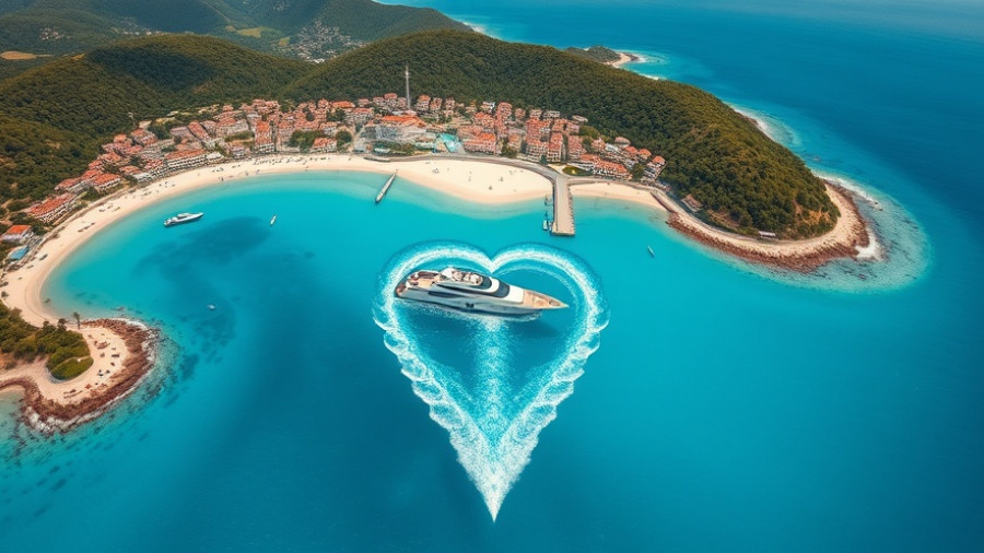 Aerial view of Lefkada with yacht, Travel Destinations