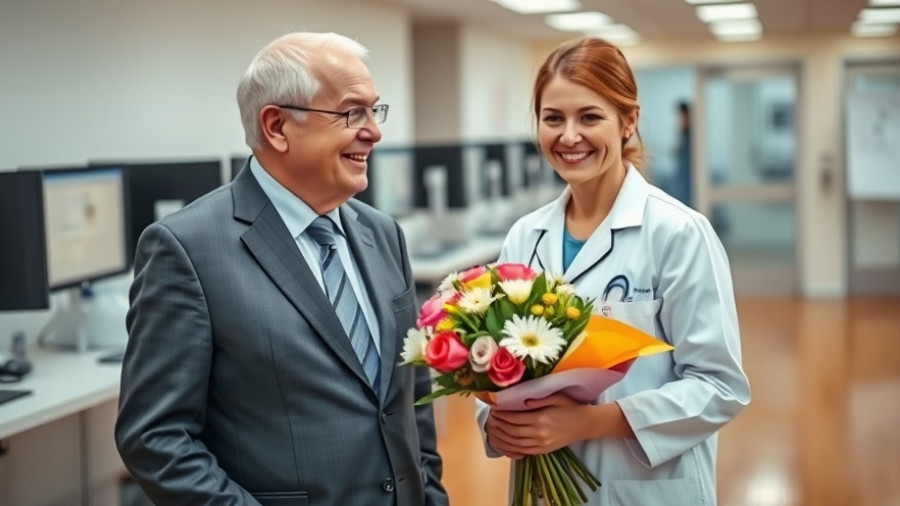 Biden completes cancer treatment, smiling in clinical setting.
