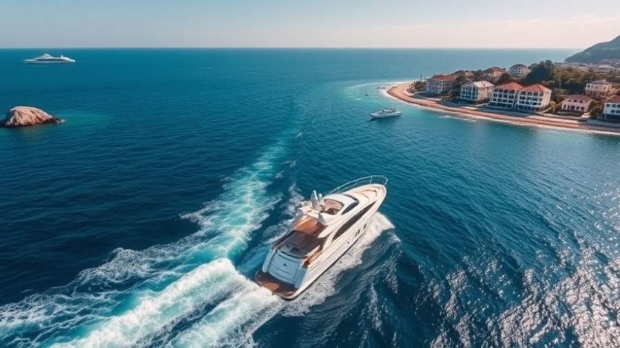Scenic view of Malibu coast with yacht forming heart.