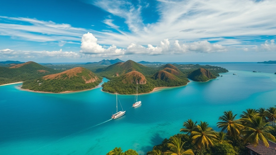 Scenic Views in Bohol - Chocolate Hills and boats in pristine waters.