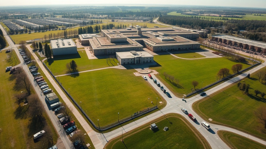 Sumter County prison aerial view, highlighting facility and vehicles.