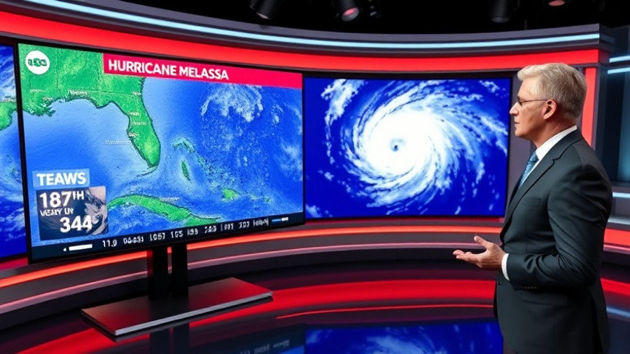 Hurricane Melissa weather update on studio screen