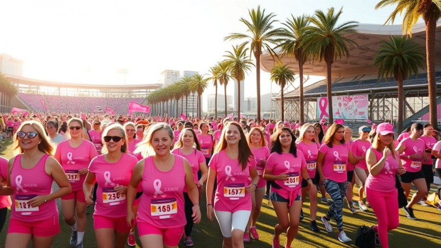 Making Strides Against Breast Cancer Walk participants in pink at Tampa event.