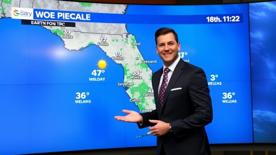 Florida Weather Forecast presenter on studio map.
