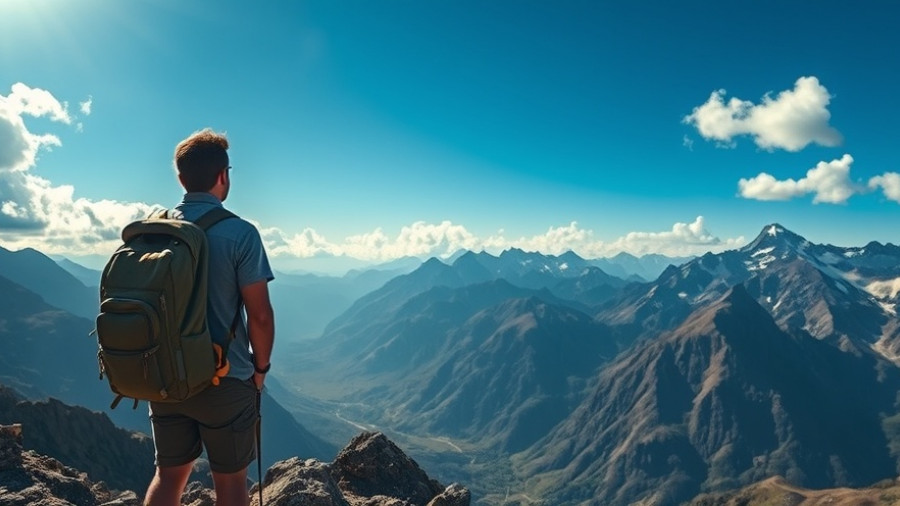 Mountain hiker enjoying a scenic view during budget travel.