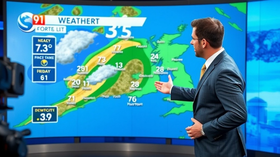 Tampa Weather Forecast presenter explaining dew points on live map.
