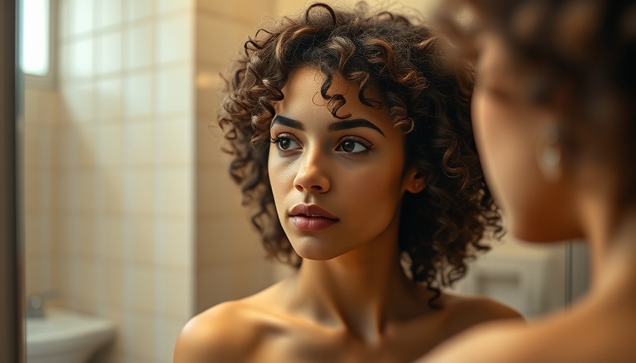 Young woman reflecting in the mirror about self-awareness in relationships.