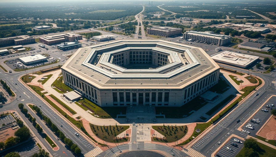 Aerial view of the Pentagon symbolizes military operations.