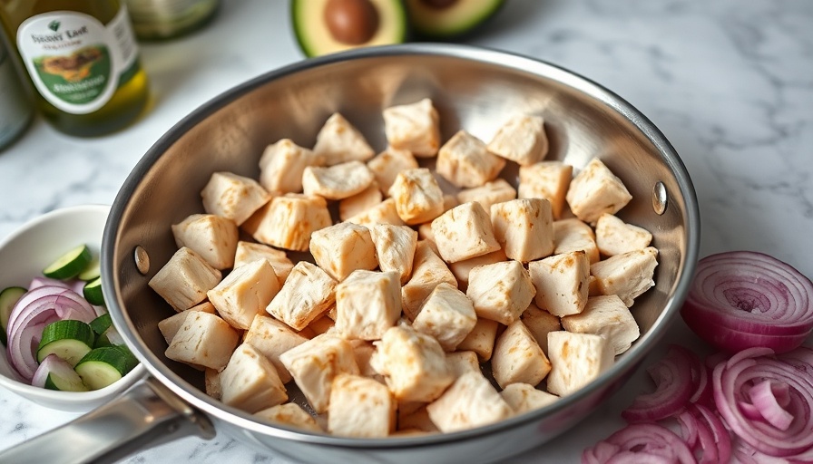 Gluten-Free Recipes: Chicken cooking in a skillet with ingredients.