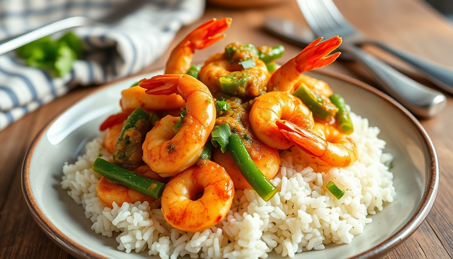 Appetizing Salsa Verde Shrimp and Rice Recipe beautifully plated.