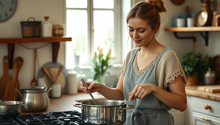 Woman demonstrating easy healthy eating hacks in cozy kitchen.
