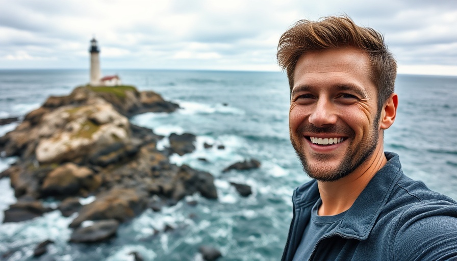 RV Travel enthusiast near a Maine lighthouse coast