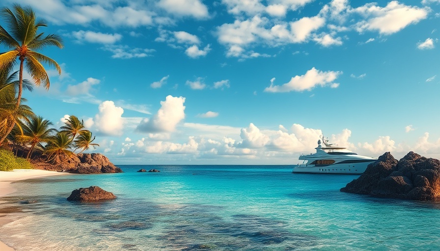 Pristine beach at Koh Tao with clear waters and a yacht.