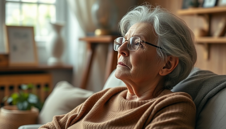 Thoughtful older woman reflecting softly in cozy setting.