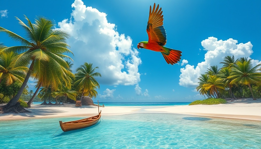 Lanikai Beach travel destination with boat and palm trees.