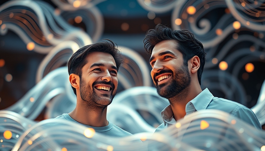 Portrait of two smiling men discussing emotional control, mastering your emotions.