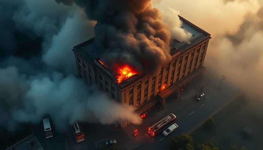 Breaking News Fire in Lake County: aerial view of building fire.