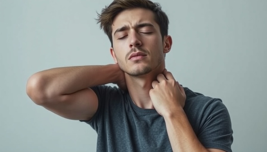 Health and wellness advice: man experiencing neck pain.