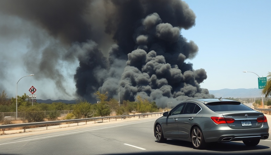 Florida Keys brush fires causing traffic disruption with visible smoke.
